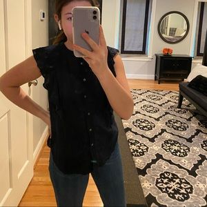 Navy button up blouse